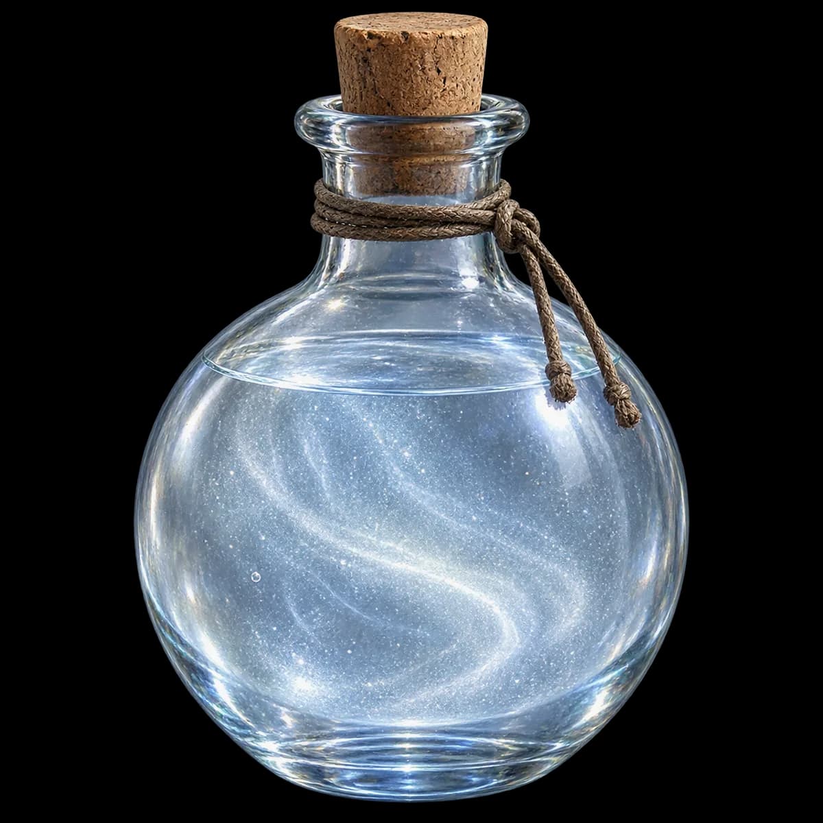 a bottle filled with shining water