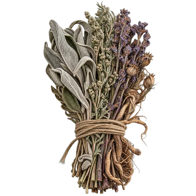 bundled dried herbs